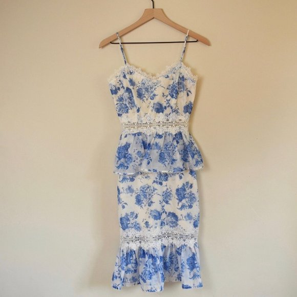 V. CHAPMAN The Daffodil Dress in French Floral Blue - Picture 5 of 16
